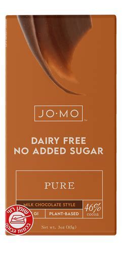 טבלת ג'ומו טבעונית בסגנון שוקולד חלב וללא תוספת סוכר